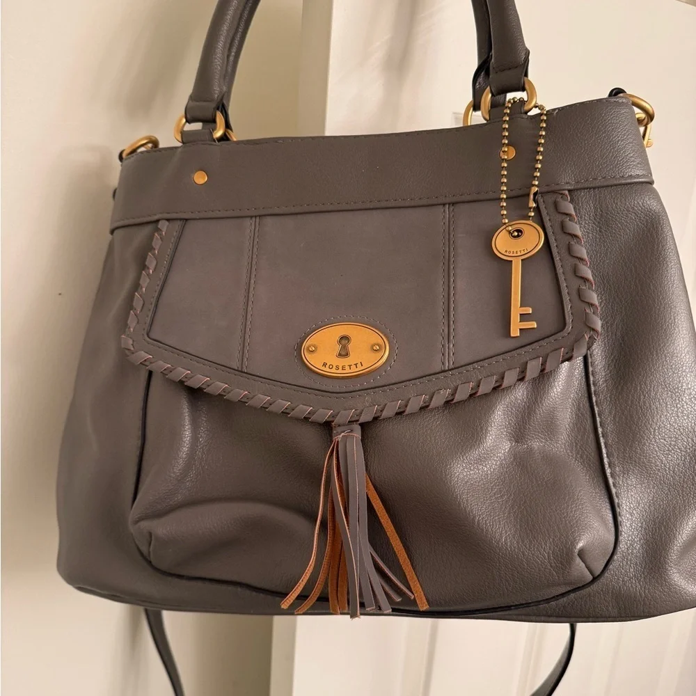 Rosetti Charcoal Satchel with Gold Details